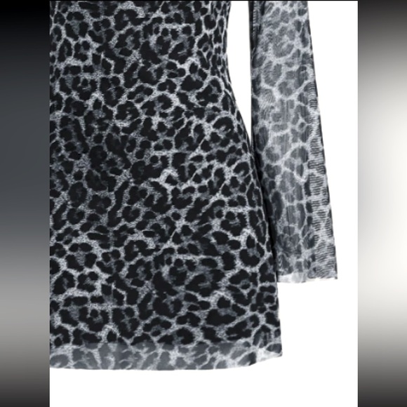 Elegant Black and Gray Leopard Print Dress New Boutique Size XL - Picture 4 of 5